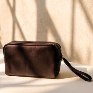 Chocolate Brown Leather Travel Dopp Kit, ABLE, Avery, NWT